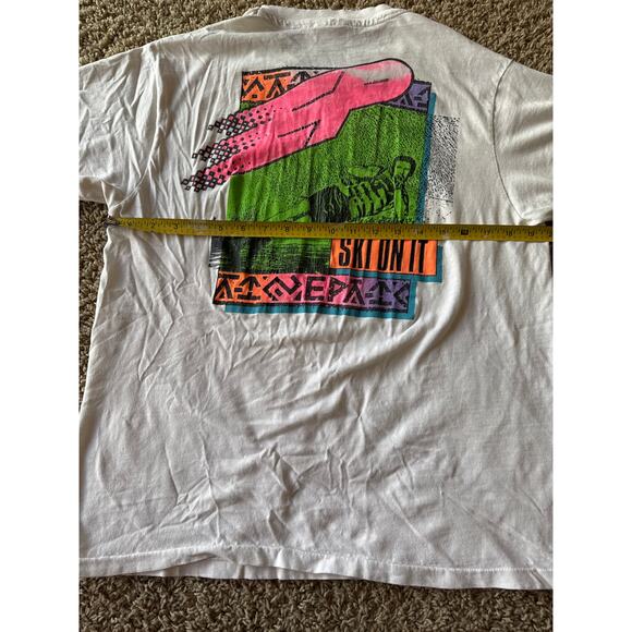 Vintage EP Ski On It Water-sports USA Made Hanes Beefy White M Single Stitch Tee - Picture 6 of 7